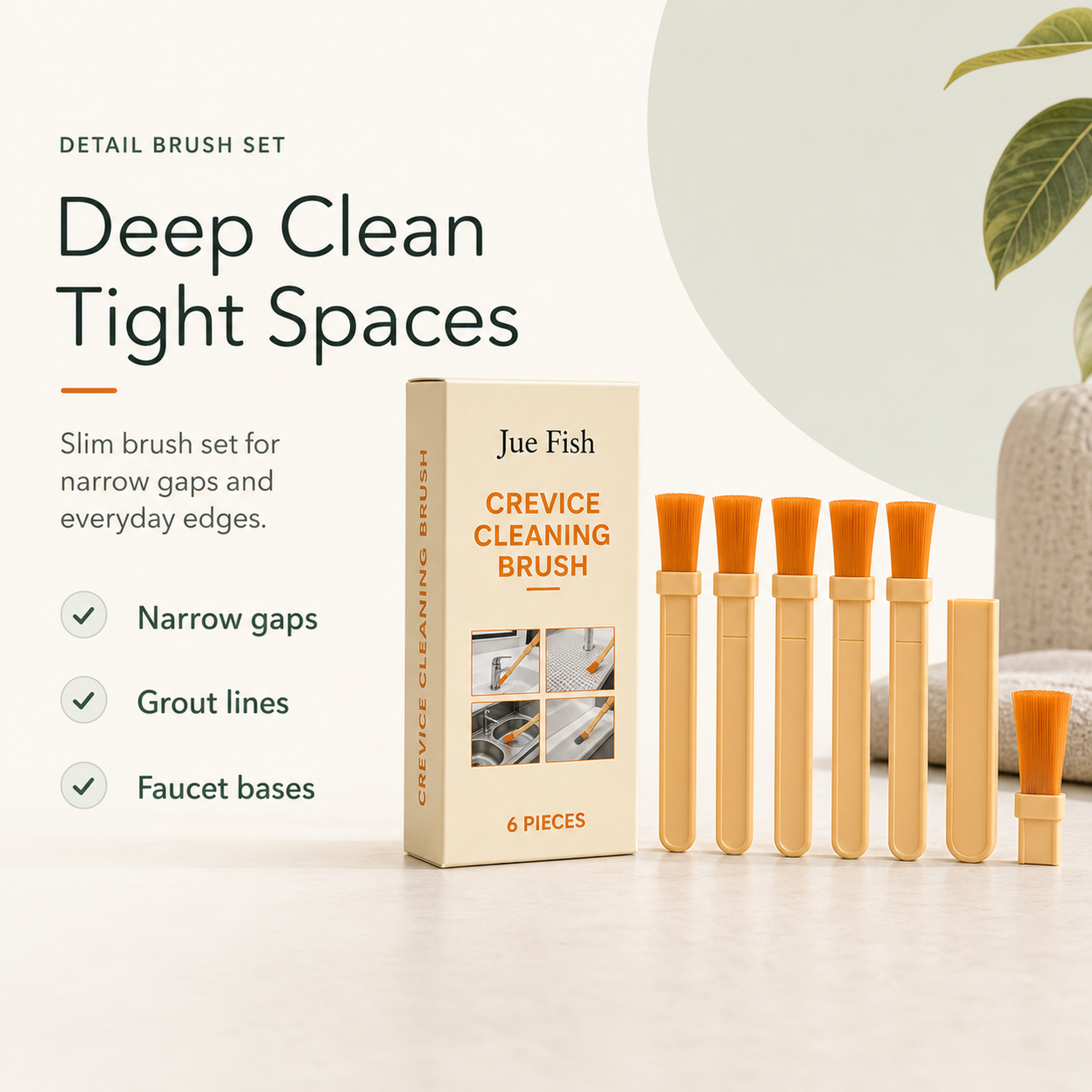 Detail Cleaning Brush Set for narrow gaps grout lines and faucet bases