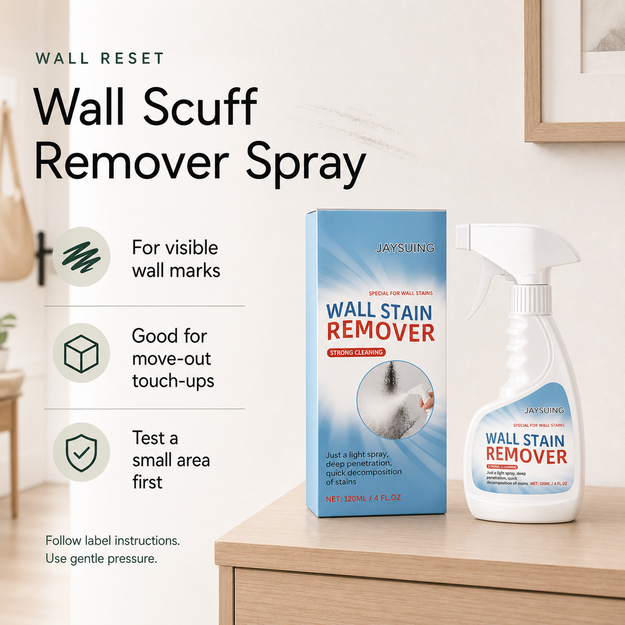 Wall Scuff Remover Spray for visible wall marks and move out touch ups