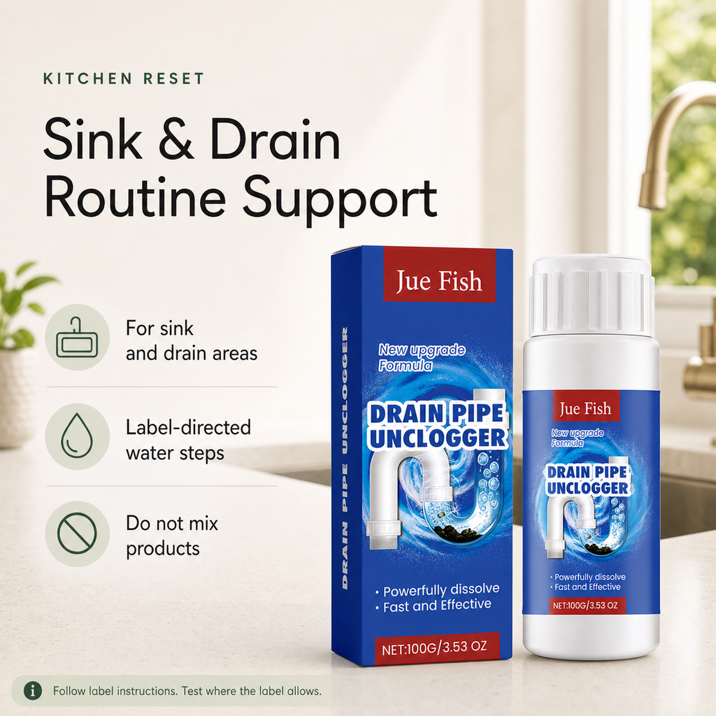 Sink and Drain Cleaning Powder overview for label directed sink and drain routines