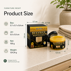 Beeswax Furniture Polish product size box 5.7 by 5.7 by 5.8 cm and jar 5.5 by 5.5 cm