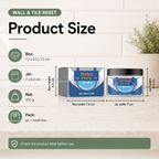 Tile Repair Paste product size box 7.2 by 4.5 by 7.2 cm and jar 7 by 4.3 cm