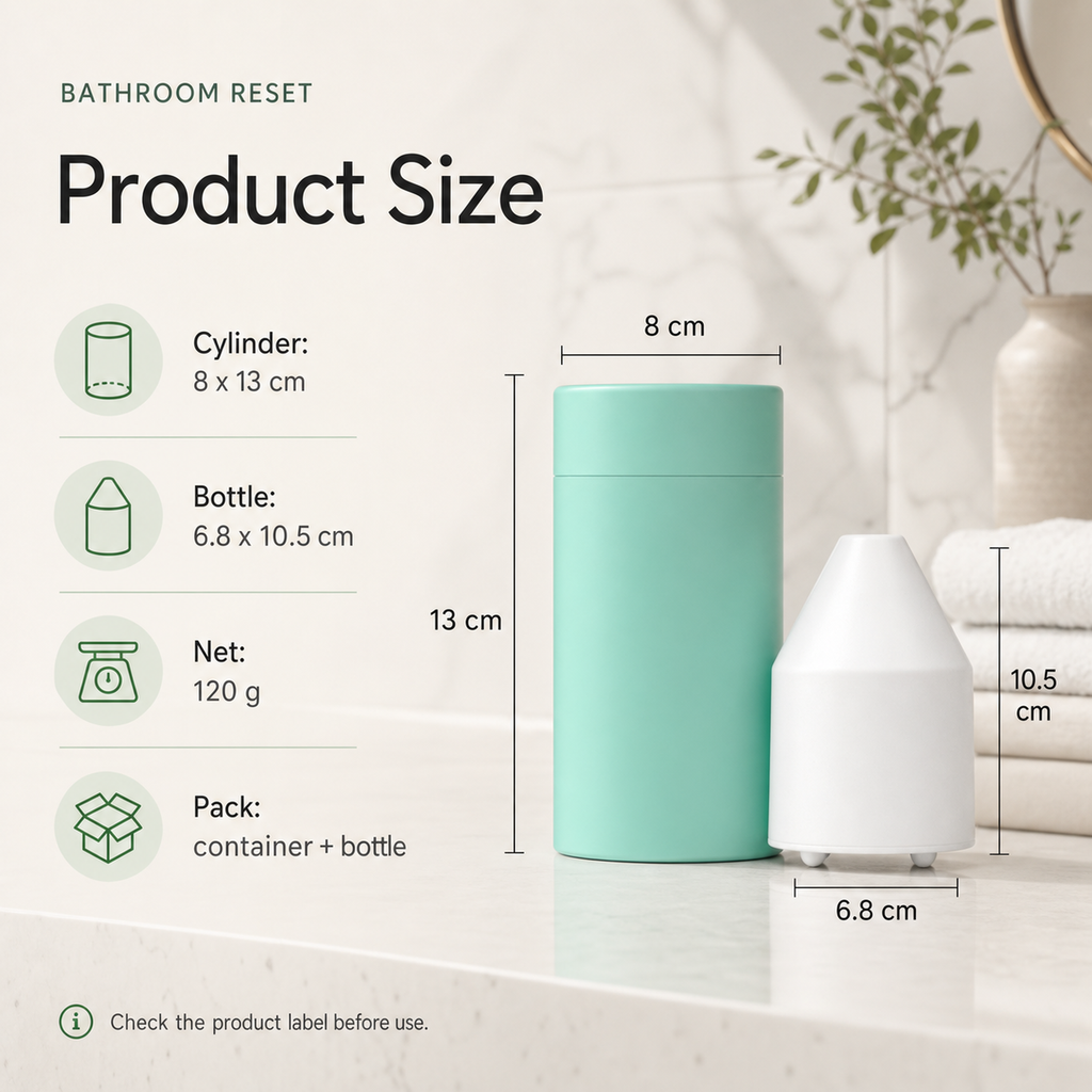 Toilet Bowl Cleaner product size cylinder 8 by 13 cm and bottle 6.8 by 10.5 cm