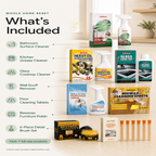 Seven products included in the Whole Apartment Reset Bundle with six piece detail brush set
