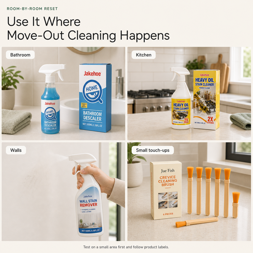 Move-Out Deposit Saver Kit room by room use scenarios for bathroom kitchen walls and small touch ups