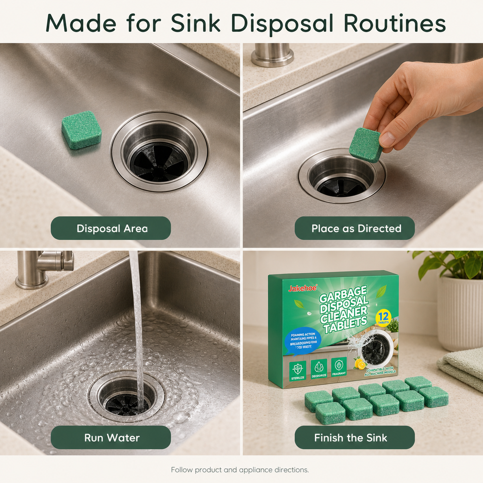 Garbage Disposal Cleaning Blocks use scenarios for disposal area water and sink finish