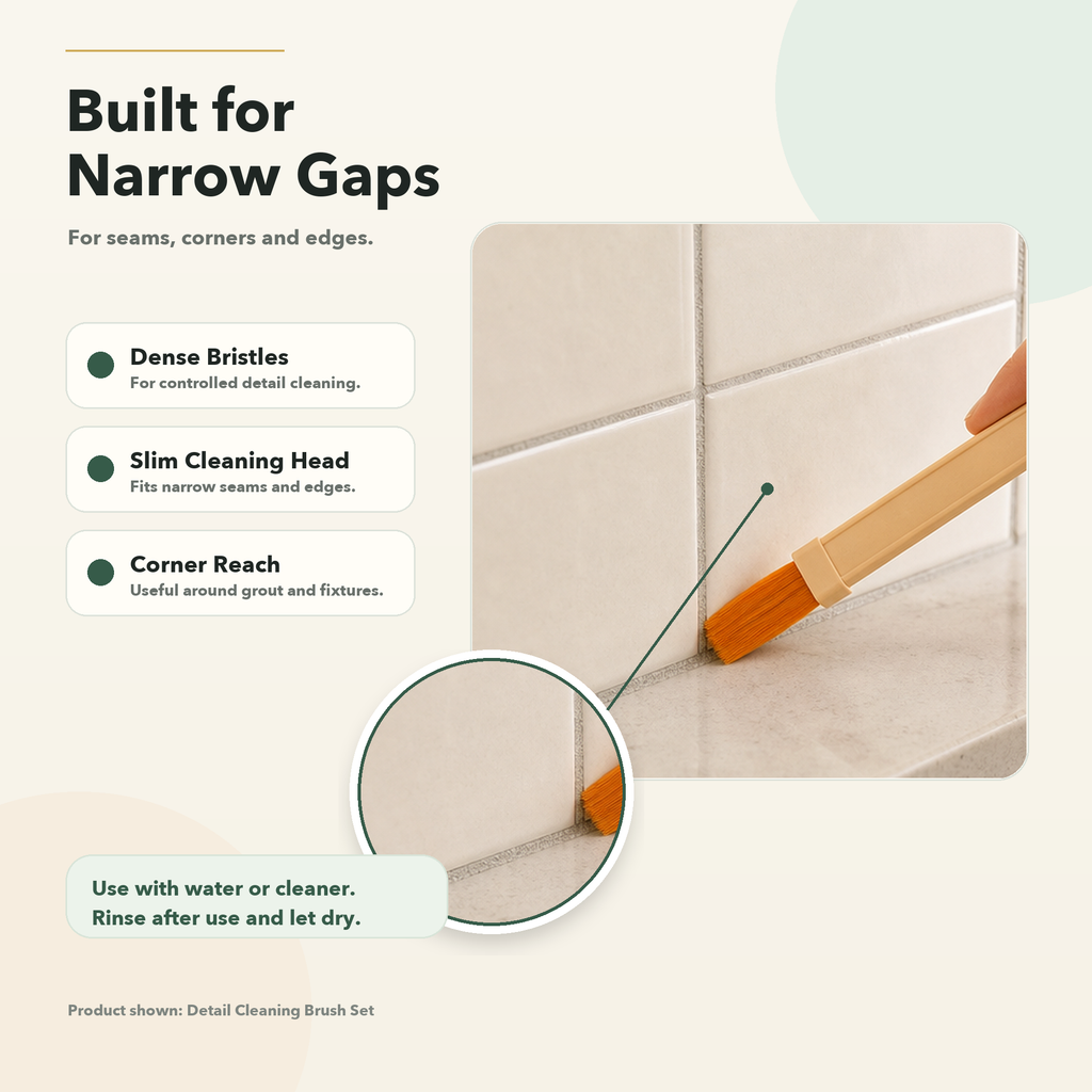 Detail Cleaning Brush Set bristles for narrow gaps and corners