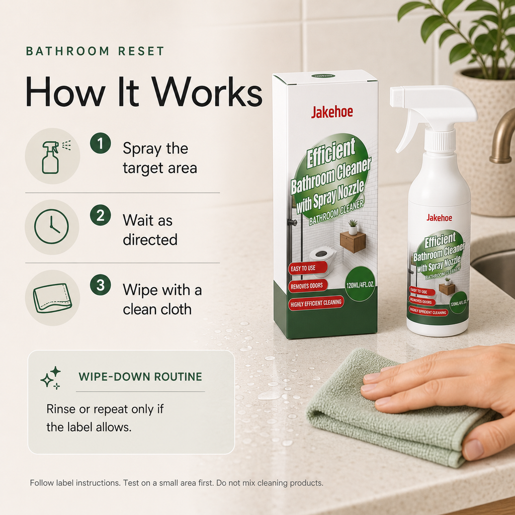 Bathroom Surface Cleaner label directed routine spray wait as directed and wipe with a clean cloth