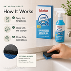 Bathroom Stain Remover Spray sponge texture and label directed cleaning method