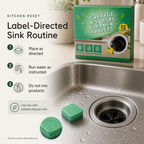 Garbage Disposal Cleaning Blocks label directed place water and do not mix routine