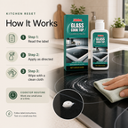 Glass Stovetop Cleaner and Polish label directed routine read label apply as directed and wipe with a clean cloth