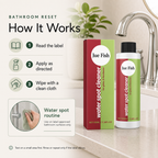 Bathroom Water Spot Remover label directed routine read label apply as directed and wipe with clean cloth