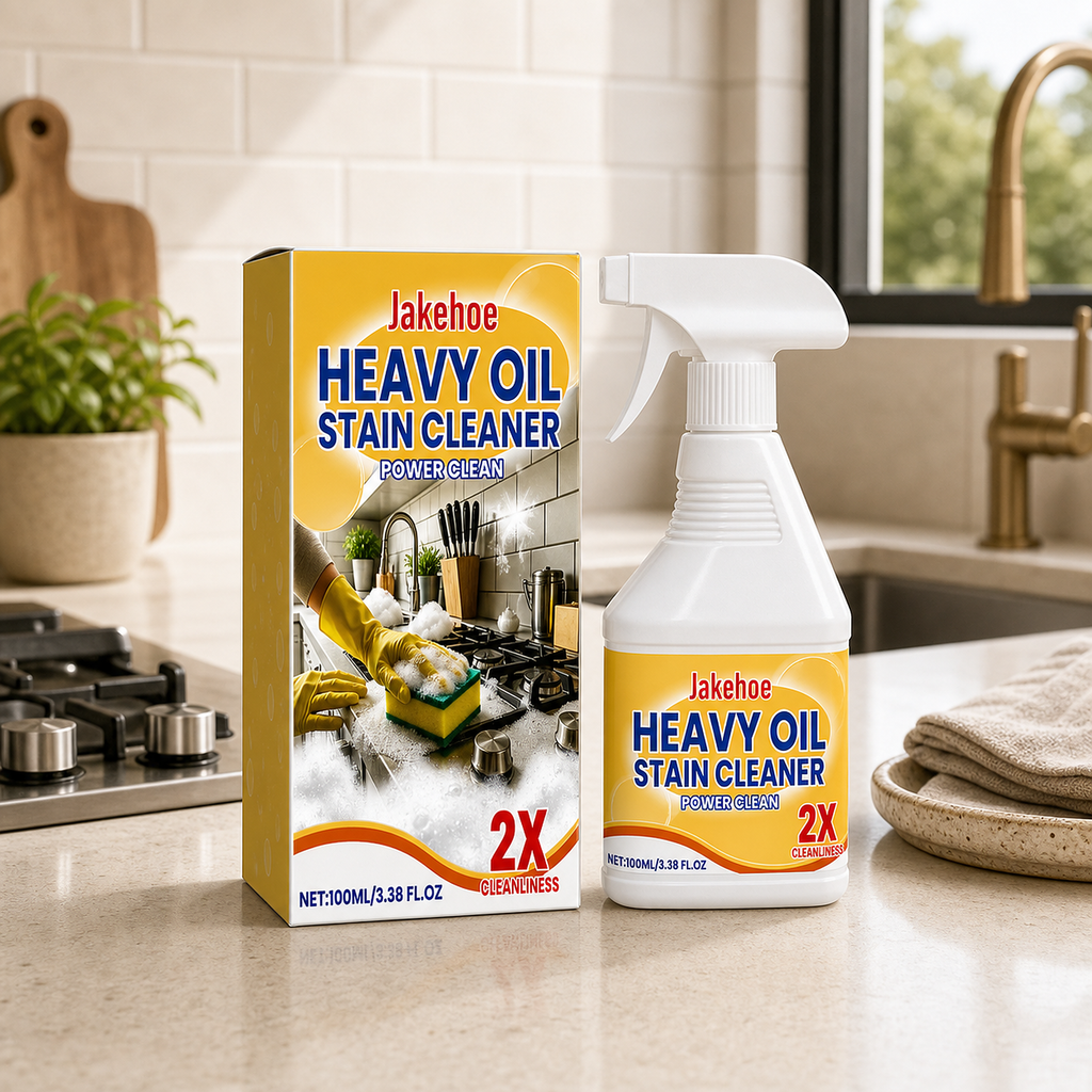 Kitchen Grease Cleaner Spray styled in a warm kitchen counter scene