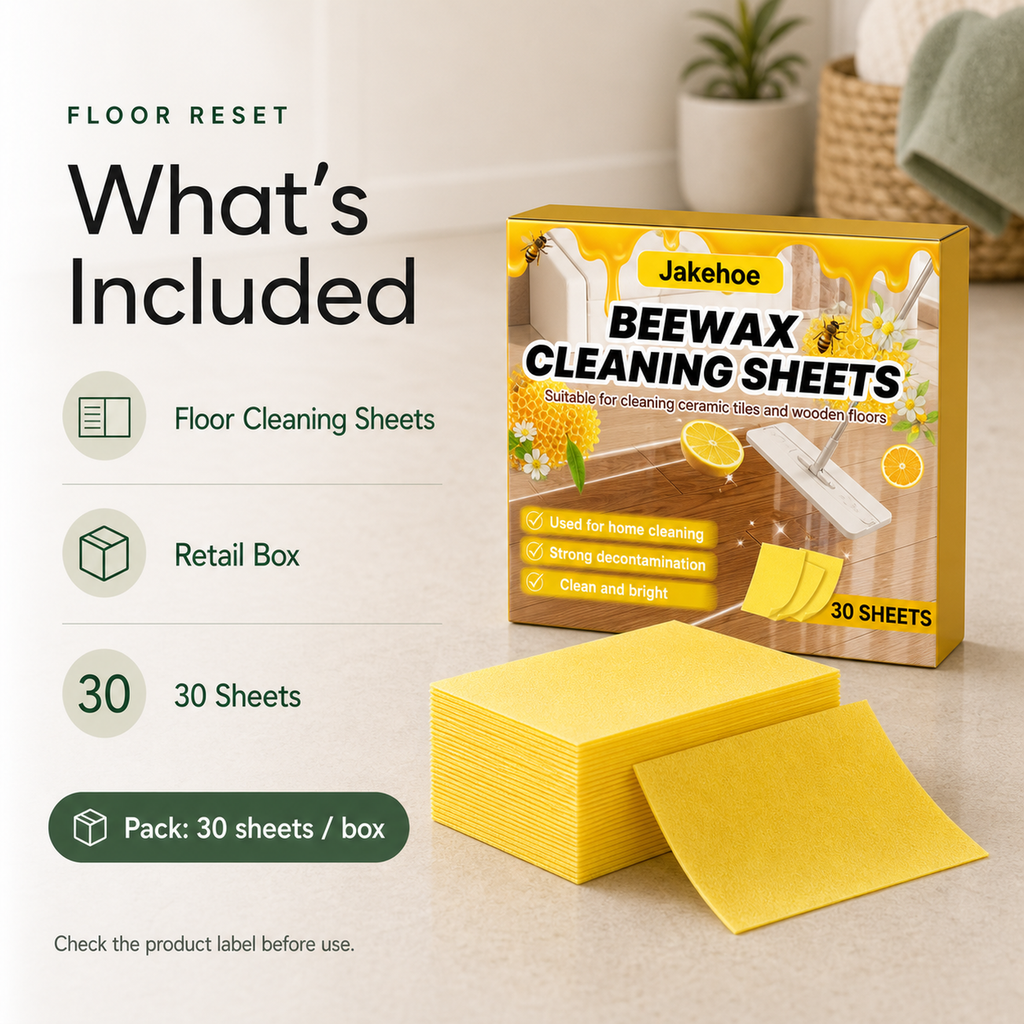 Floor Cleaning Sheets package with retail box and 30 yellow cleaning sheets