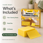 Floor Cleaning Sheets package with retail box and 30 yellow cleaning sheets