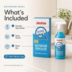 Hard Water Bathroom Descaler package with spray nozzle bottle and retail box