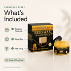 Beeswax Furniture Polish package with retail box and 100 gram polish jar