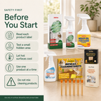 Whole Apartment Reset Bundle safety reminder to read labels test surfaces and not mix products