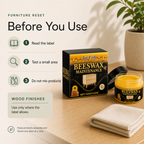 Beeswax Furniture Polish safety notes read label test a small area and do not mix products