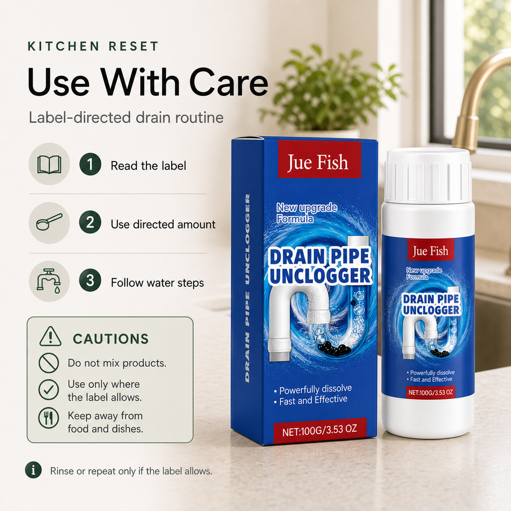 Sink and Drain Cleaning Powder safety notes read label use directed amount and do not mix products