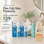 Bathroom Rescue Kit five product lineup with combined value and kit price